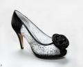 Abend-Peeptoe-Pumps schwarz-silber