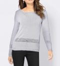 Ajour-Pullover steingrau-silber