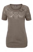 Ajourmuster-Pullover taupe