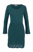 Ajourmuster-Strickkleid petrol