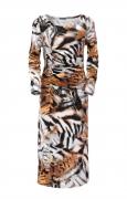 Animalprint-Jerseykleid camel-bunt