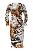 Animalprint-Jerseykleid camel-bunt