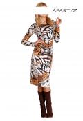 Animalprint-Jerseykleid camel-bunt