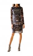 Animalprint-Kleid mit Strass braun-bunt