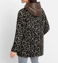 Animalprint-Woll-Dufflecoat schwarz-camel