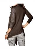 Asymmetrische Lederimitatjacke braun