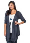 Asymmetrische Marken-Shirtjacke blaugrau