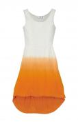 Asymmetrisches Batik-Kleid ecru-orange