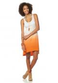 Asymmetrisches Batik-Kleid ecru-orange