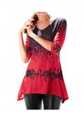 Asymmetrisches Druckshirt rot-schwarz