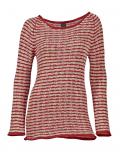 Bändchengarn-Pullover rot-beige Gr. 38