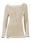 Bändchengarn-Pullover weiß-beige Gr. 42