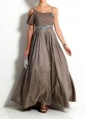 Ballkleid mit Perlen taupe