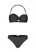 Bandeau-Bikini mit Blüten schwarz Größe 36 C-Cup