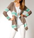 Batik-Jerseyjacke braun-mint