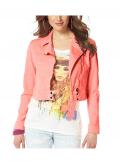 Biker-Jeansjacke neonpink