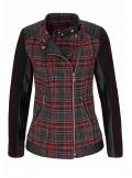 Biker-Style Karojacke schwarz-rot