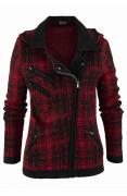 Biker-Style-Strickjacke rot-schwarz