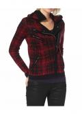 Biker-Style-Strickjacke rot-schwarz