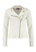 Biker-Style-Sweatjacke mit Nieten ecru