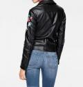 Bikerjacke mit Stickerei schwarz-bunt