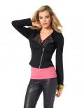 Bikerjacke mit Strass schwarz