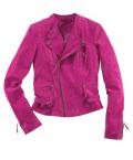 Bikerstyle-Velourslederjacke pink