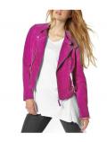 Bikerstyle-Velourslederjacke pink