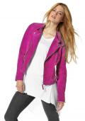 Bikerstyle-Velourslederjacke pink