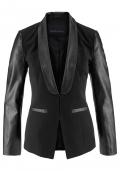 Blazer mit Lederimitat schwarz