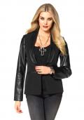 Blazer mit Lederimitat schwarz