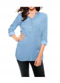 Bluse mit Pailletten hellblau