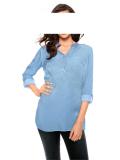 Bluse mit Pailletten hellblau