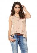 Bluse mit Pailletten pfirsich