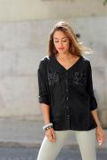 Bluse mit Pailletten schwarz