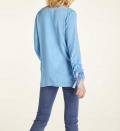 Bluse mit Raffungen azurblau