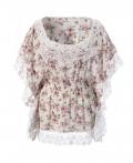 Bluse mit Spitze beige-bunt