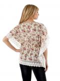 Bluse mit Spitze beige-bunt