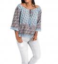 Bluse mit Spitze blau-bunt