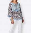 Bluse mit Spitze blau-bunt