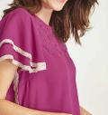 Bluse mit Spitze cyclam-ecru