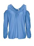 Bluse mit Spitze rauchblau