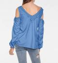 Bluse mit Spitze rauchblau