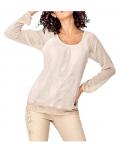 Bluse mit Spitze sand