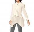 Bluse mit Volants am Saum sand