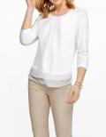 Blusenshirt mit Chiffon offwhite