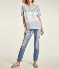 Blusenshirt mit Pailletten hellgrau-offwhite