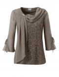 Blusenshirt mit Spitze taupe