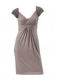 Bodyforming-Kleid mit Perlen taupe