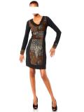 Bodyforming-Patchkleid braun-schwarz